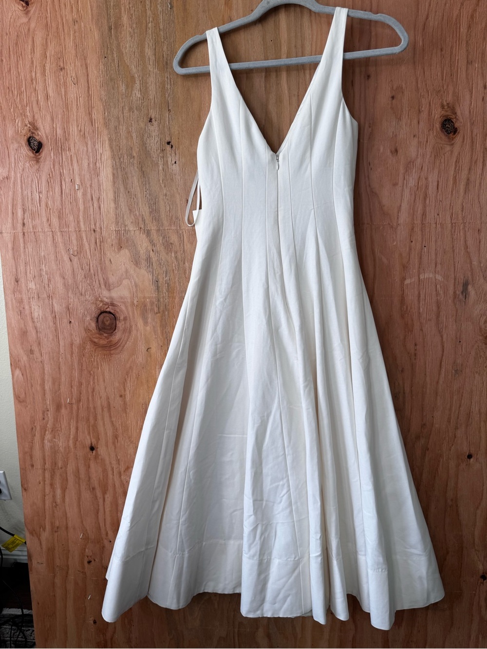 STAUD White V-Neck Midi Dress - Picture 7 of 8